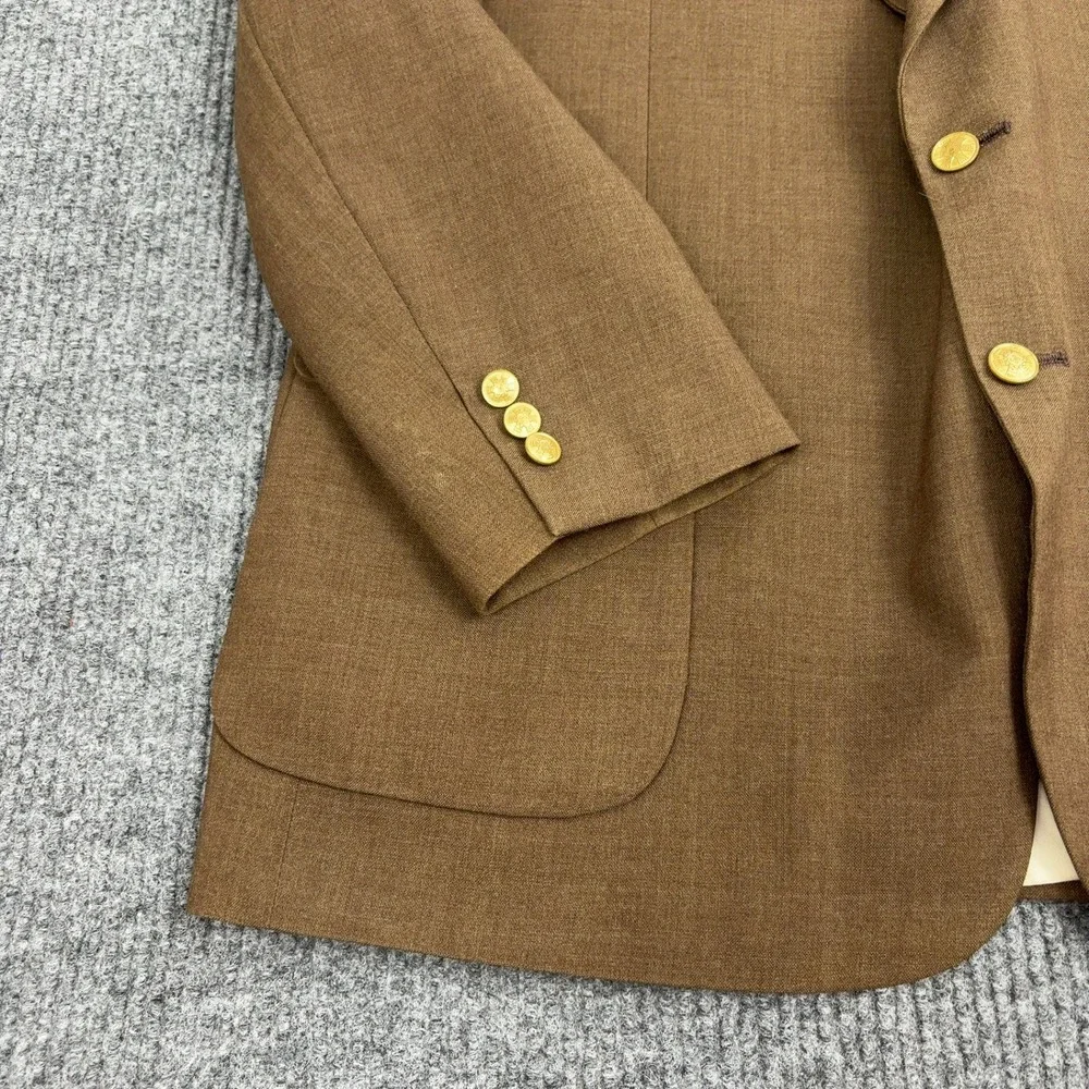 Vintage Andover Reed Blazer Mens 46R Brown Textured Gold‎ Buttons Classic Style